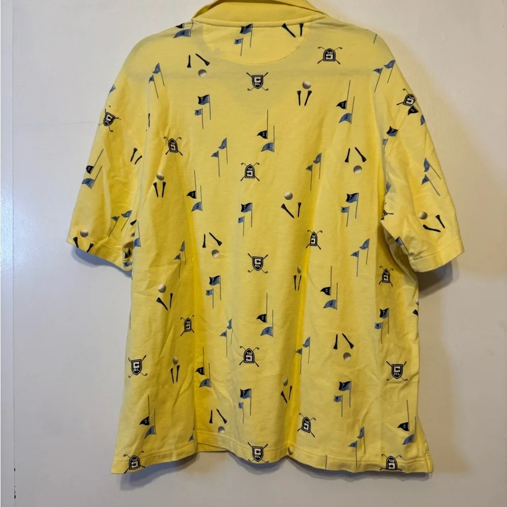 Chaps Ralph Lauren Yellow‎ Golf Patterned Polo Shirt